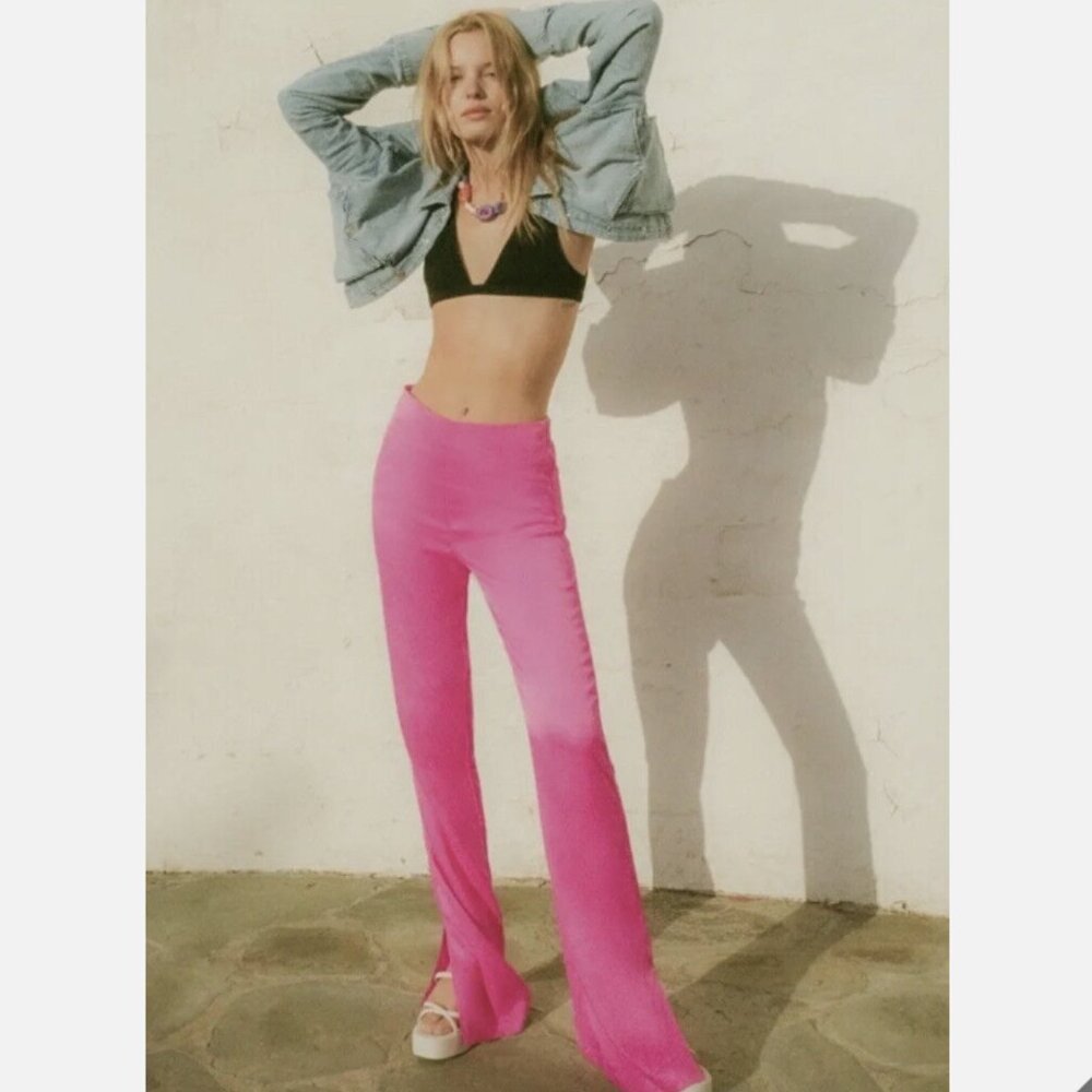 Zara high waisted hot pink pants
